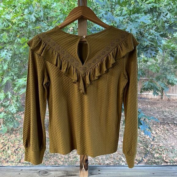 J. Crew Ruffle Front Long Sleeve Knit Top Size XXS. NEW - Picture 2 of 10